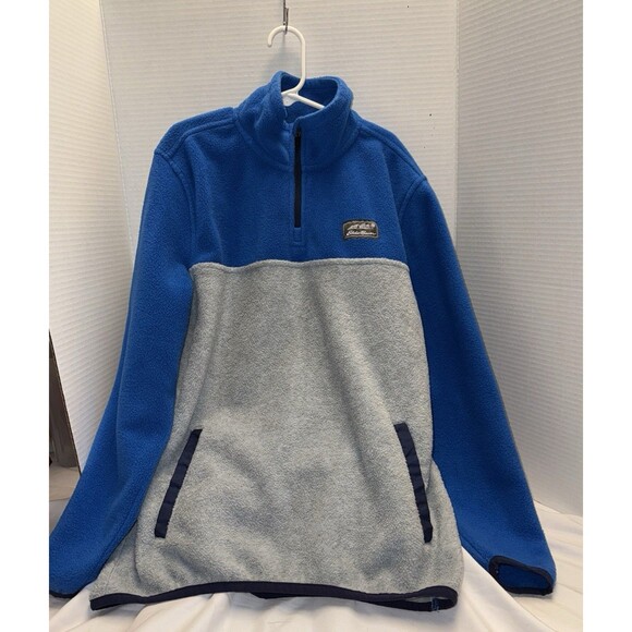 Eddie Bauer Youth Boys' Fleece 1/4 Zip Pullover Sz M 10/12 Blue /Gray - Picture 1 of 7